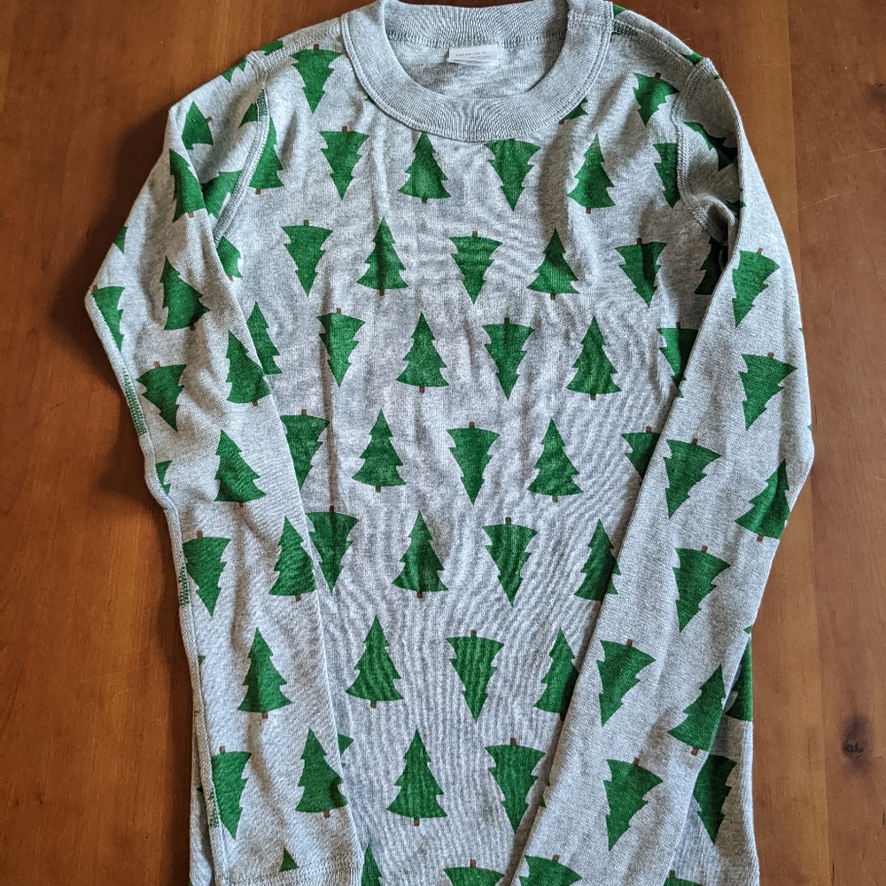 Girl's Cotton 2-Piece PJ set - US 10, Christmas tree pattern, grey